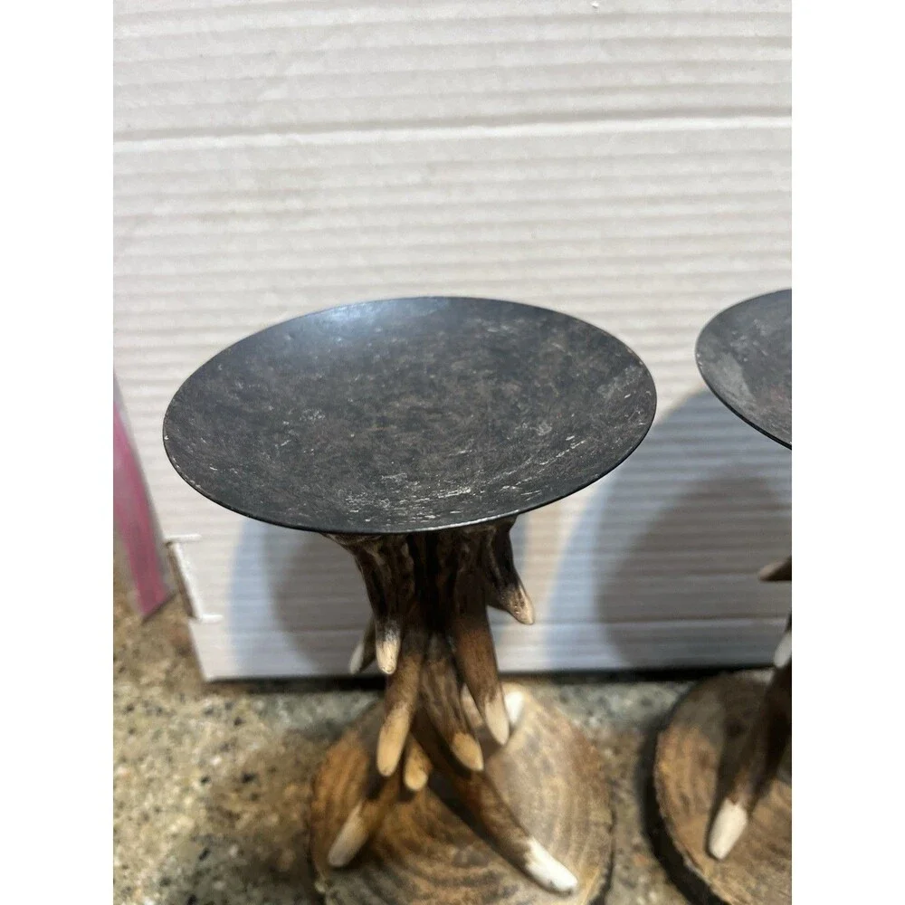 Set Of 2 Antler Candle Holders